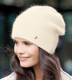 Czapka zimowa damska z angorą, Britima, śmietankowa, 55-58 cm