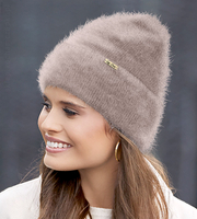 Czapka zimowa, damska, Mollie, angora, cappuccino, 54-56 cm