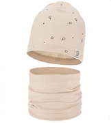 Komplet wiosenny-jesienny, dla dziewczynki, czapka i komin, Rioffia, beżowy, 48-50 cm