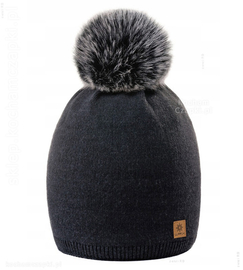 Czapka damska, zimowa, grafitowa, gładka, Emelia, 54-56 cm