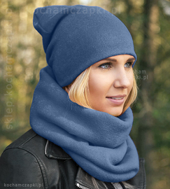 Komplet zimowy, czapka i komin damski, niebieski (9), Benita, 55-57