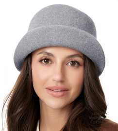 Kapelusz damski zimowy, wełniany, Demeter, szary, 55-57 cm