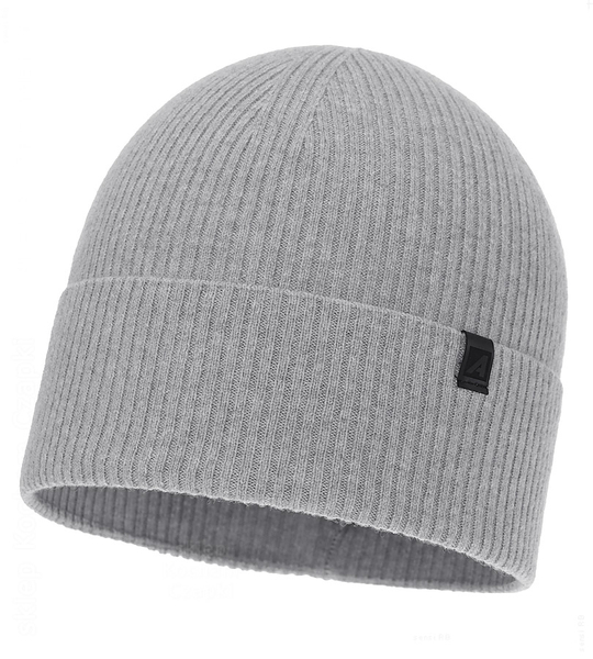 Czapka męska, wiosenna/jesienna, z wełny merino i kaszmiru, Uzatyr, szara, 55-58 cm