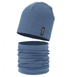 Czapka i komin dla chłopca, komplet wiosenny/jesienny, Boohart, niebieski (29) , 52-54 cm