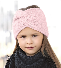 Opaska dla dziewczynki na głowę, zimowa podszyta polarem, Ennadai, jasny różowy, 52-56 cm