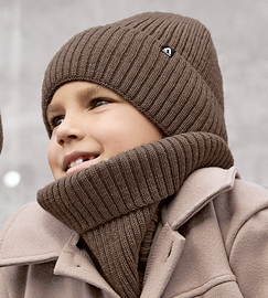 Komplet zimowy dla chłopca, czapka i komin, Clinton, brązowy, 52-56 cm