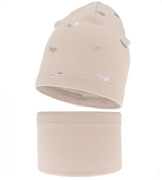 Komplet wiosenny/jesienny, dla dziewczynki, czapka i komin, Raflona, beżowy, 52-54 cm