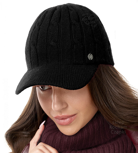 Czapka z daszkiem na zimę, damska, Horsia, czarny, 55-57 cm