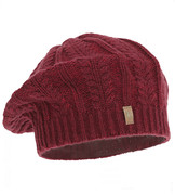Beret damski z wełną merino, Nensja, bordowy, 55-60 cm
