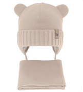 Czapka zimowa i szalik dla dziewczynki, Eliea, beżowy, 42-44 cm