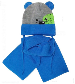 Czapka zimowa dla chłopca i szalik, Todi z uszkami z rozm. 44-47 cm