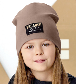 Czapka wiosenna/jesienna, dziewczęca, Because, beżowa, 48-50 cm