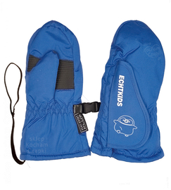 Rękawiczki dziecięce, chłopięce, ocieplane, wodoodporne z rzepem i gumkami, C066, niebieskie, wiek 1-2 lata