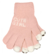 Rękawiczki z syntetycznej alpaki do obsługi telefonu, pudrowy róż, 12-18 lat