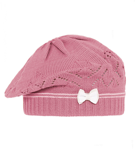 Beret dla dziewczynki wiosenny, wrzosowy róż, Bimini, 49-52 cm