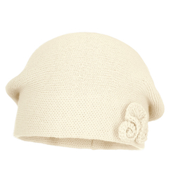 Czapka zimowa damska, beret pieczarka, Tesoni v.3, kremowy, 55-57 cm