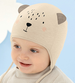 Czapka na wiosnę/jesień, dla chłopczyka, Jeżyk, jasny beż, 36-38 cm