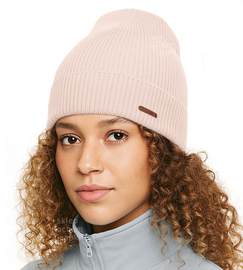 Czapka wiosenna/jesienna damska, merino 100%, Elfira, róż pudrowy blady (01) , 54-56 cm