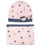 Czapka i komin, wiosenny/jesienny komplet dla dziewczynki,  Cornelia, różowy, 46-49 cm