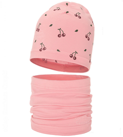 Komplet wiosenny-jesienny, dla dziewczynki, czapka i komin, Recise, różowy (25) , 50-52 cm