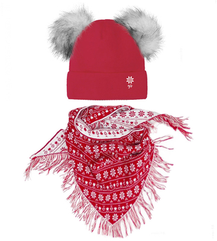 Czapka i chusta zimowa, Cadina, czerwony, 50-54 cm