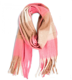 Szalik damski, gruby, ciepły, miękki szal, różowo-beżowy (19742)