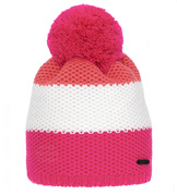 Czapka zimowa z pomponem, sportowa, kolorowa, Ranuto, róż + biały, 54-56 cm