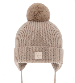 Czapka zimowa dla dziewczynki, 100% wełniana merino, podszewka merino, Vahana, beżowa, 40-42 cm