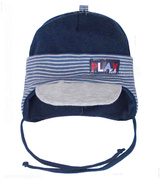 Wiązana czapka z daszkiem dla niemowlaka, Lennie, rozm. 42-46 cm