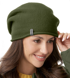 Czapka wełniana damska, zimowa/jesienna, Gabbela, khaki, 56-60 cm