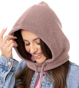 Kominiarka damska, kaptur zimowy wełniany, Ruanna, brudny wrzosowy, 55-60 cm