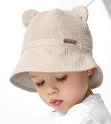 Kapelusz dla chłopca na lato, muślinowy, beżowy jasny, Kampion, 52-54 cm