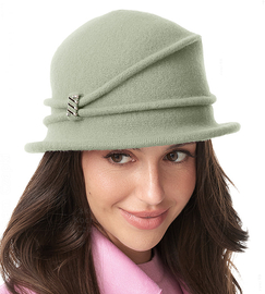 Kapelusz zimowy, damski, wełniany, Wondra, zielony jasny, 56-58 cm