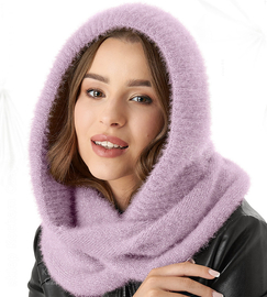 Komin z kapturem damski, kominiarka damska, Onaasi, wrzosowy, 55-62 cm