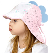 Czapka na lato dla dziewczynki, safari, biała + jasny róż, Telka, 49-51 cm