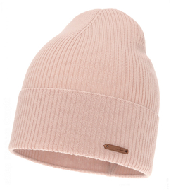 Czapka wiosenna/jesienna damska, merino 100%, Elfira, różowy (03) , 54-56 cm