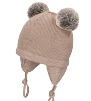 Czapka merino, dla dzieci, ocieplana, Malmig, beżowa, 46-49 cm