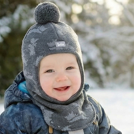 Kominiarka merino na zimę dla chłopca, Butalo, szara, 44-47 cm