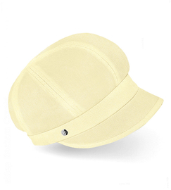 Czapka damska z lnu na lato, z daszkiem, Laura,żółty jasny, 56-60 cm
