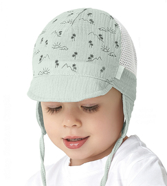 Czapka na lato dla chłopca, muślinowa z siateczką i daszkiem, Meexxii, 46-47 cm