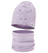Komplet wiosenny-jesienny, dla dziewczynki, czapka i komin, Rioffia, fioletowy, 48-50 cm