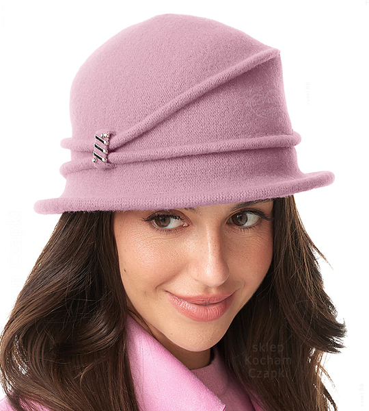 Kapelusz zimowy, damski, wełniany, Wondra, wrzosowy ciemny, 55-56 cm