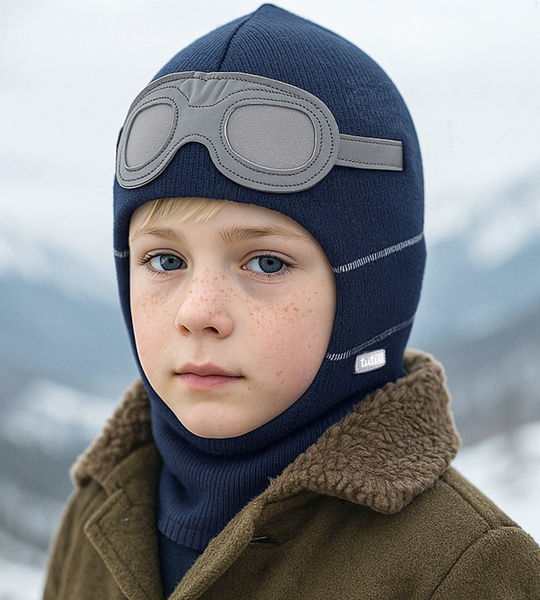 Kominiarka merino 30%, dla chłopca, Utegar, granatowa, 48-52 cm