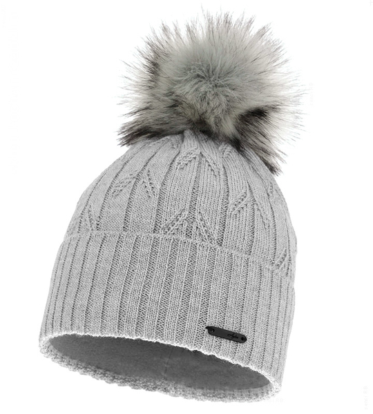 Czapka zimowa damska, merino 50%, polar, Litena, szara, 55-57 cm	