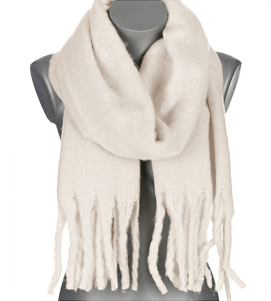 Szalik zimowy damski, gruby długi szal 200 cm, 2503, jasny beż