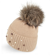 Czapka damska, zimowa, Josena, beżowa, 56-60