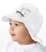 Czapka z muślinu na lato dla chłopca, safari, So happy, biała, 48-50 cm