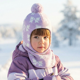 Kominiarka z wełny merino 100% na zimę dla dziewczynki, Povenir, fioletowa, 48-50 cm