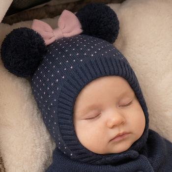 Czapka kominiarka dla dziewczynki, Dustina, granatowa, 42-46 cm 