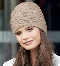 Czapka damska wełniana, Calsa, beżowa, 54-56 cm